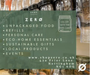 Get ten percent off at shop zero on Friar Lane with the Park Card